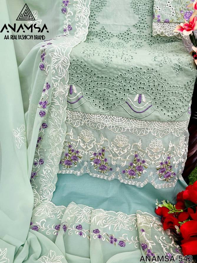 Anamsa 542 Jam Cotton Embroidery Pakistani Suit Wholesale Shop In Surat